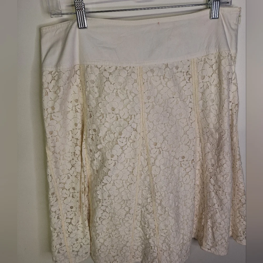 Axcess Cream Lace A Line Panelled Skirt Knee Length Size 10
